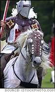 White Knight in Armor on Horseback