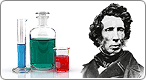Chemistry Beakers and Portrait of Friedrich WÃ¶hler