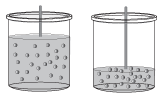 (a) In the first piston shown, thepressure of the gas is low and the gas molecules don't collide with the solvent very frequently. (b) If the pressure is increased in the piston, the gas molecules will undergo more frequent collisions, leading to higher solubility.